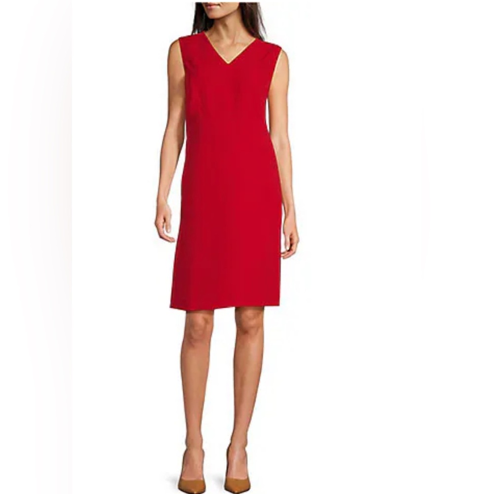 Anne Klein Red Sleeveless Sheath Midi Dress